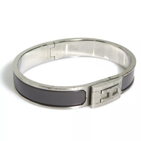 Auth HERMES Bangle Bracelet Matte Silver/Gray Metal - Picture 1 of 16
